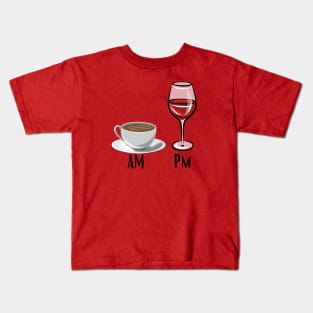 Am Coffe Pm Wine Kids T-Shirt